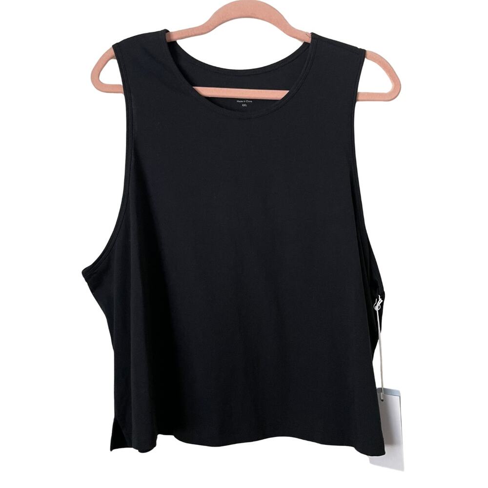 Johnny Was Calme Top Womens 2XL Black Scoop Neck Tank Cotton‎ Gym Training Crop